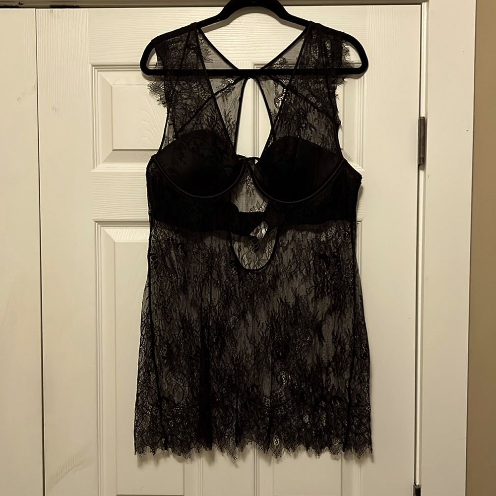 Oh La La Cherie Black Lace Babydoll Nightie